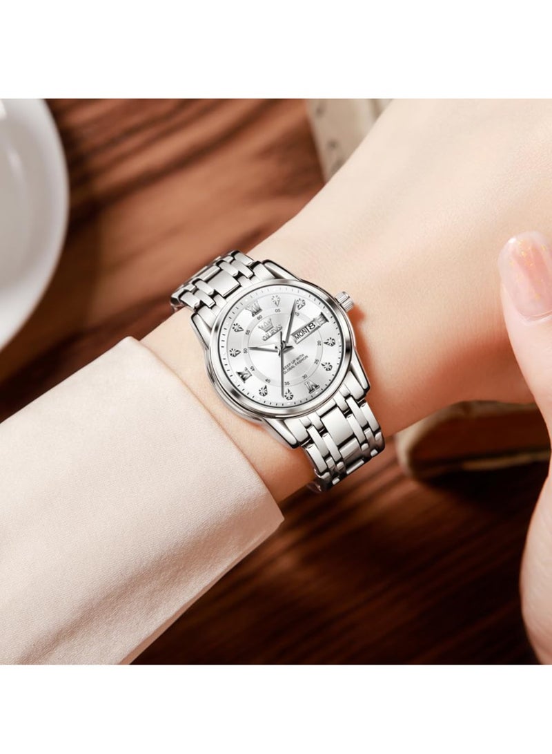 OLEVS Watches for Women Fashion Quartz Stainless Steel Water Resistant Watch 5513 - Image 1