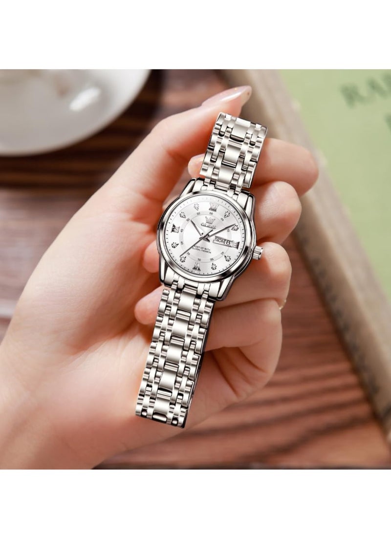 OLEVS Watches for Women Fashion Quartz Stainless Steel Water Resistant Watch 5513 - Image 3