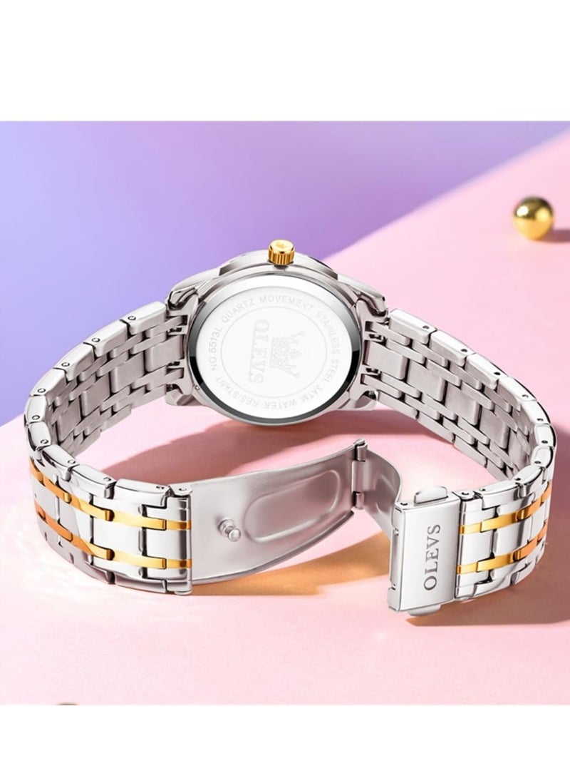 OLEVS Watches for Women Fashion Quartz Stainless Steel Water Resistant Watch 5513 - Image 4