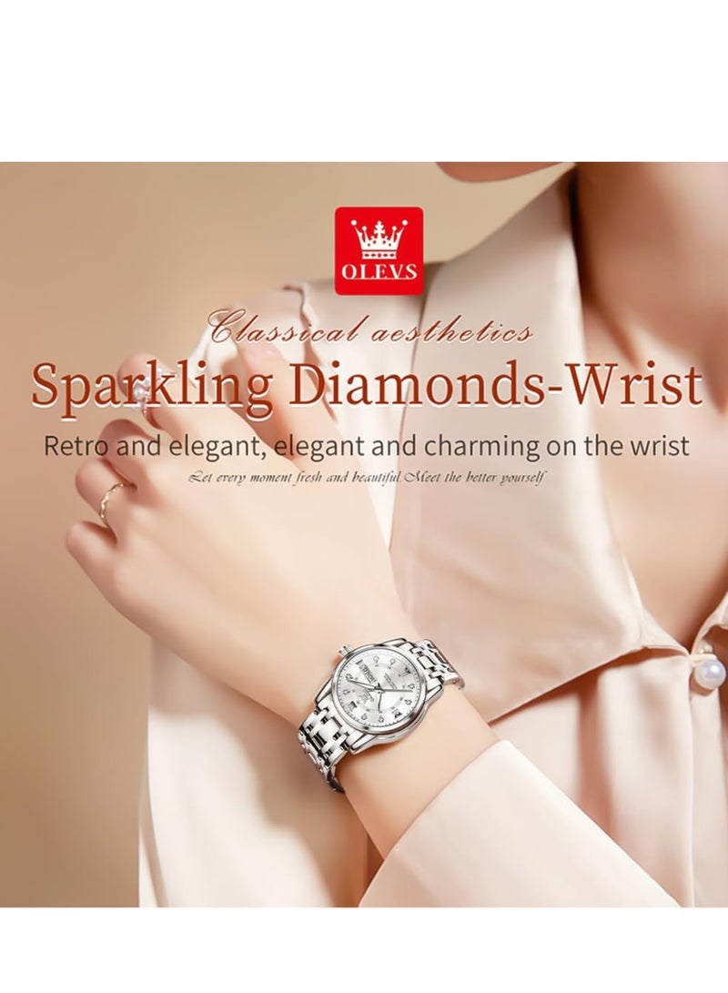 OLEVS Watches for Women Fashion Quartz Stainless Steel Water Resistant Watch 5513 - Image 2