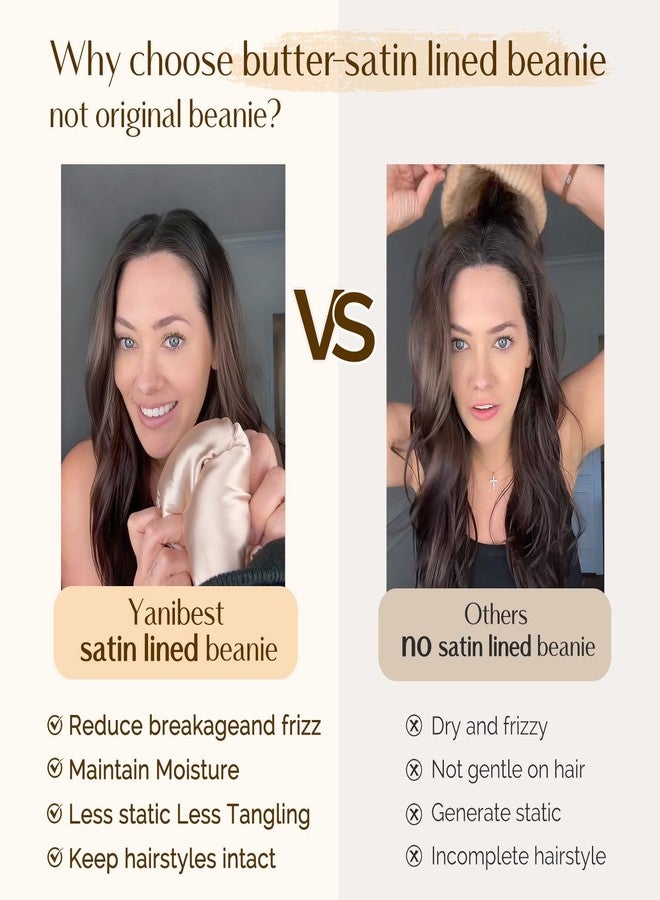 يانيبست قبعة شتوية مبطنة بالساتان من ياني بيست للنساء، تقلل من تجعد الشعر، مناسبة للرجال والنساء، مبطنة بالحرير، ناعمة، متدلية، دافئة، ذات حافة مطوية، تقلل من الكهرباء الساكنة. - Image 2