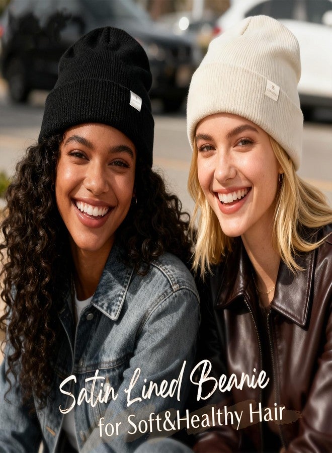 يانيبست قبعة شتوية مبطنة بالساتان من ياني بيست للنساء، تقلل من تجعد الشعر، مناسبة للرجال والنساء، مبطنة بالحرير، ناعمة، متدلية، دافئة، ذات حافة مطوية، تقلل من الكهرباء الساكنة. - Image 4