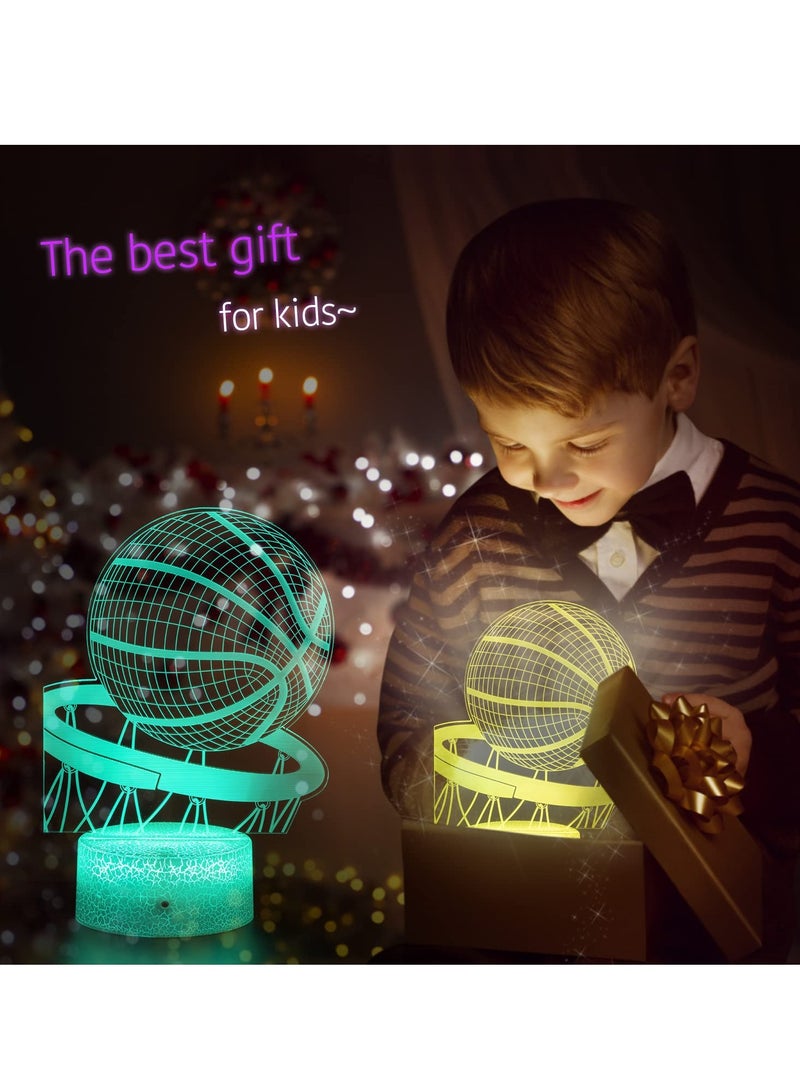 SYOSI Basketball Night Light, 3D Optical Illusion Lamp, Decorative Desk Lamp, 16 Colors Dimmable with Remote Control Smart Touch, 3D Night Light, Gift for Boy Girl Kids, Suitable for Basketball Fans - Image 4