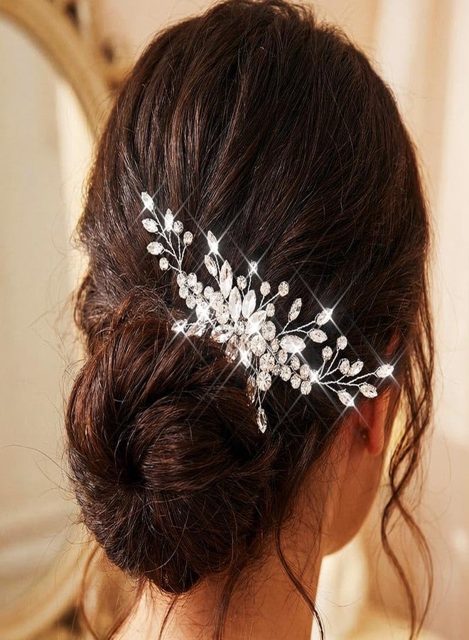 Latious Crystal Wedding Hair Comb Silver Bridal Hair Pieces Rhinestone Hair Accessories for Women and Brides (Silver) - Image 4