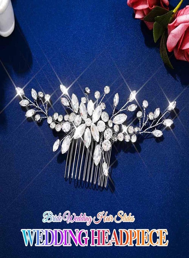 Latious Crystal Wedding Hair Comb Silver Bridal Hair Pieces Rhinestone Hair Accessories for Women and Brides (Silver) - Image 2