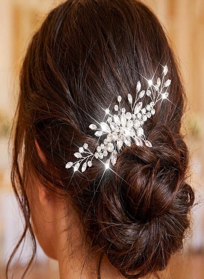 Latious Crystal Wedding Hair Comb Silver Bridal Hair Pieces Rhinestone Hair Accessories for Women and Brides (Silver) - Image 1