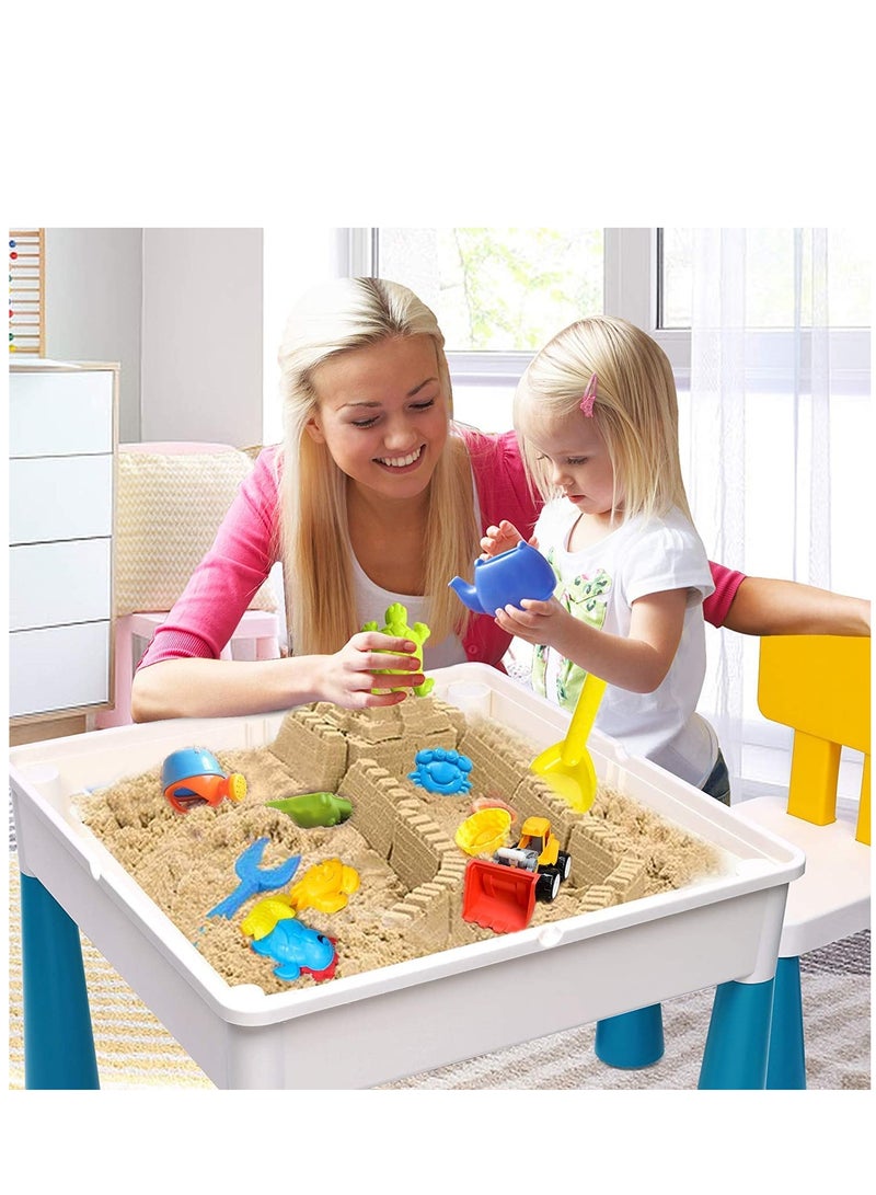 GGOOT Toddlers Multi-Functional Educational Study Blocks Table and Building Storage Organize with 4 Boxes and 2 Chairs - Image 3