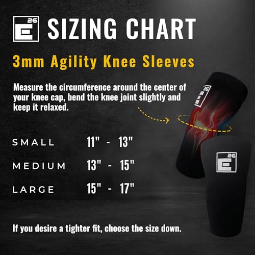 Element 26 Agility Knee Compression Sleeve 1 Pair 3mm Compression Knee Sleeve Knee Support for Working Out Running Weight Lifting Knee Sleeves For Men Women Large Black - Image 5