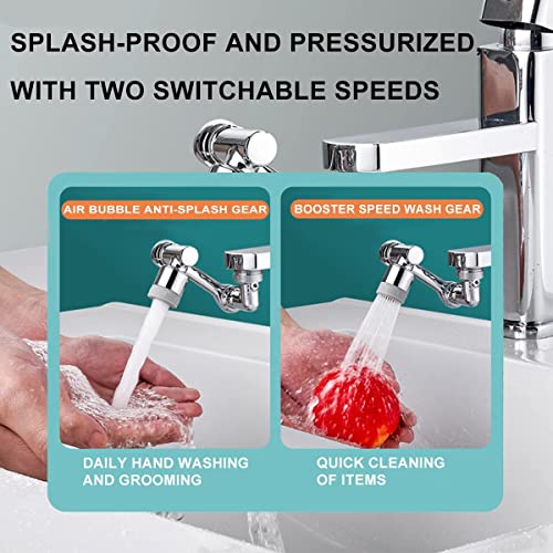 Kruvad 1080° Rotating Aerator Multifunctional Extender Universal Splash Filter With 2 Water Outlet Modes Face Wash Attachment Robotic Arms Extension for Bathroom Sink Faucet - Image 3