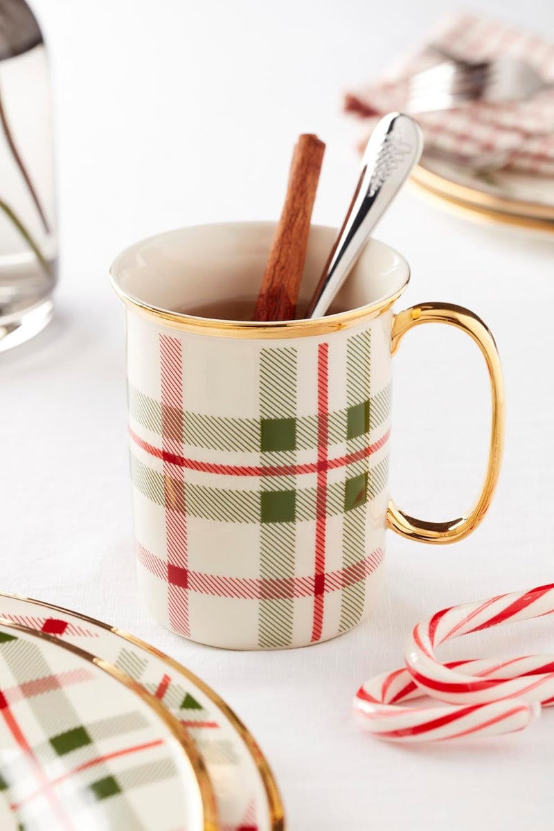 Lenox 894967 Holiday Plaid 4Piece Mug Set Christmas Dinnerware Hosting - Image 2