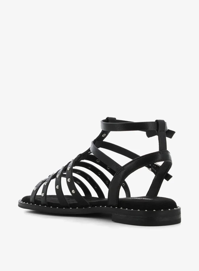 اس جي Women's Studded Gladiator Sandals with Ankle Strap Closure