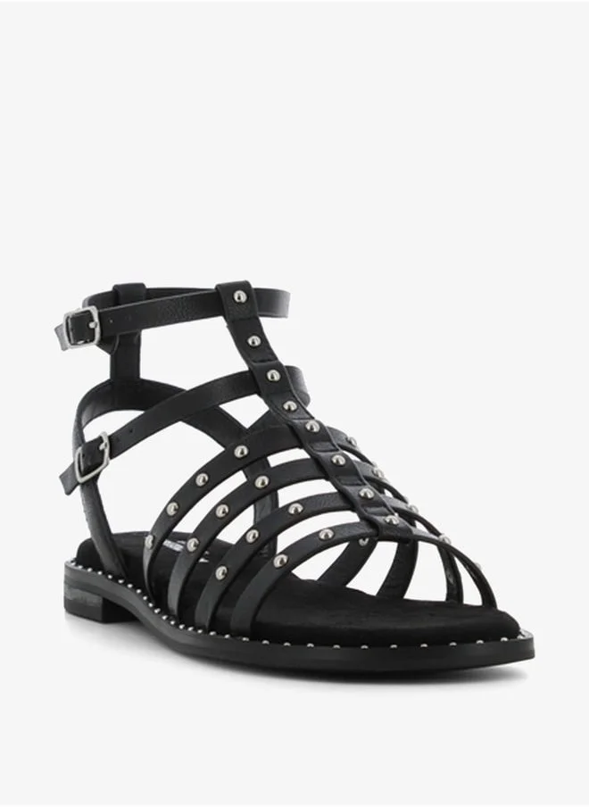 اس جي Women's Studded Gladiator Sandals with Ankle Strap Closure