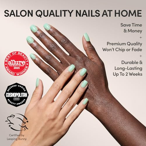 Glamnetic Press On Nails Short Squoval Fake Nails Mint Green Glazed Nails Honeydewy 15 Sizes 30 Nail Kit with Glue - Image 3