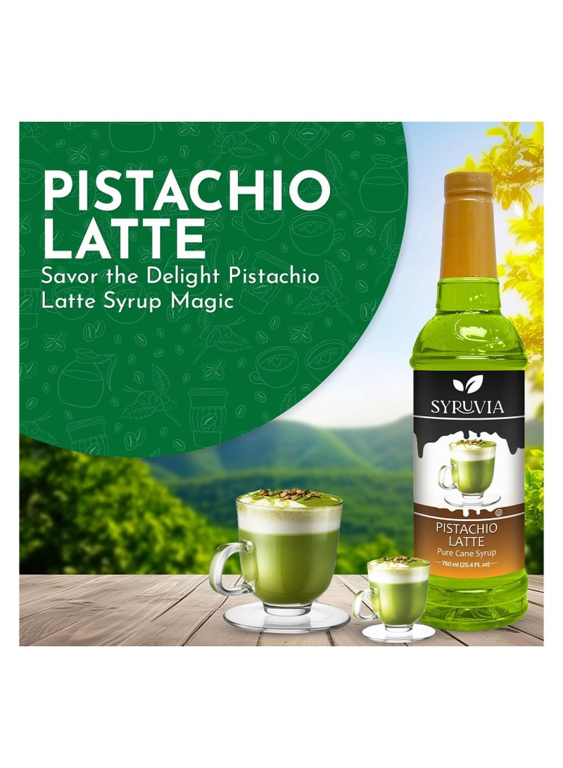 Syruvia Syruvia Sugar-Free Pistachio Latte Syrup - 750 ml. Premium Coffee Flavoring Syrup. 0 Calories, Kosher, and Gluten-Free. Perfect for Drinks, Sodas, Shakes, Desserts, and More.  - Image 3