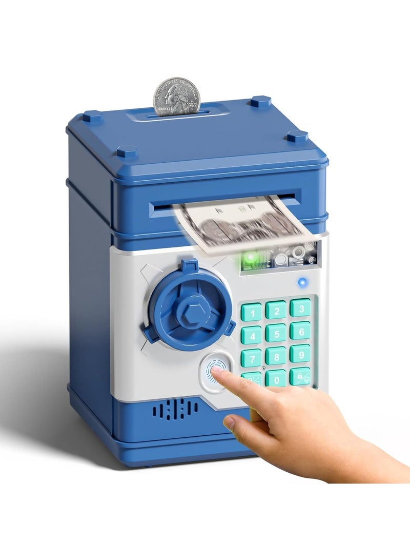 Electronic Money Bank for Kids, Smart Piggy Bank with Automatic Bill Grab with Fingerprint and Password, Mini ATM Coin Bank for 4 5 6 7 8 9 10 11 Year Old Boys Girls Large Capacity Birthday Gifts Toy for Children - Image 1