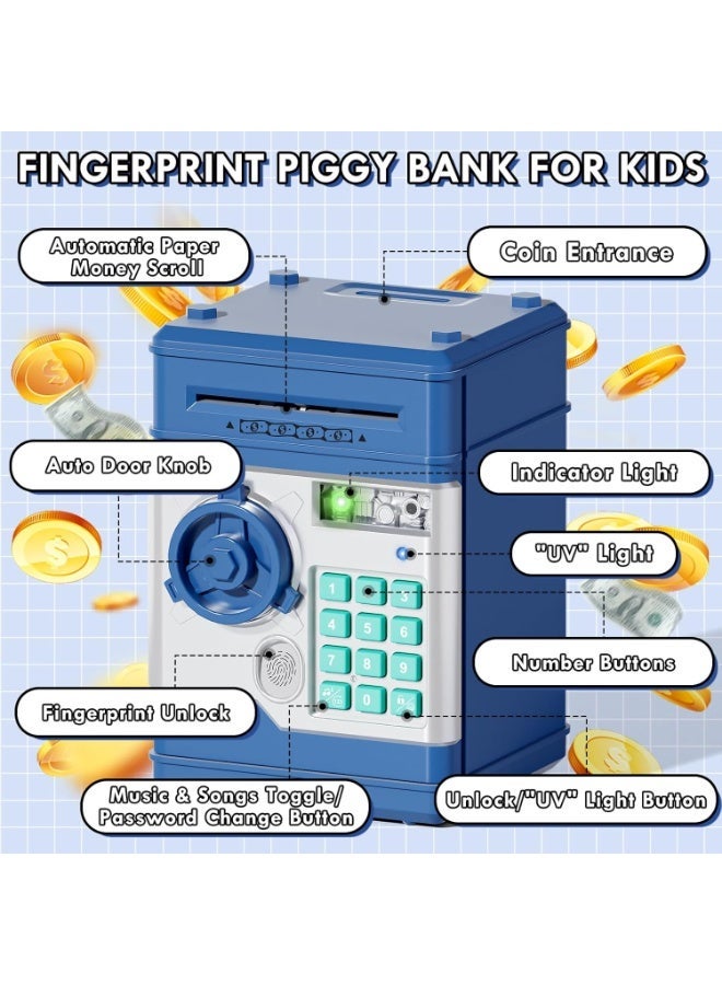 Electronic Money Bank for Kids, Smart Piggy Bank with Automatic Bill Grab with Fingerprint and Password, Mini ATM Coin Bank for 4 5 6 7 8 9 10 11 Year Old Boys Girls Large Capacity Birthday Gifts Toy for Children - Image 4
