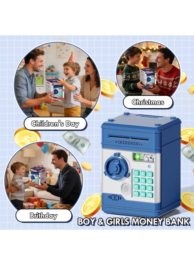 Electronic Money Bank for Kids, Smart Piggy Bank with Automatic Bill Grab with Fingerprint and Password, Mini ATM Coin Bank for 4 5 6 7 8 9 10 11 Year Old Boys Girls Large Capacity Birthday Gifts Toy for Children - Image 2