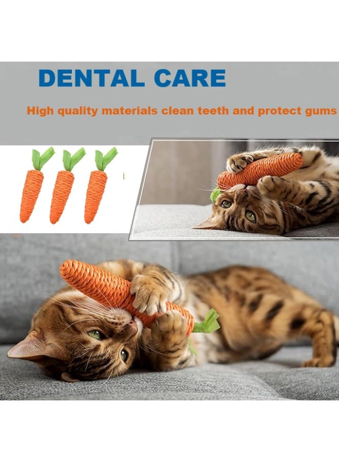 YdingYshengL 3 Pcs Cat Toy,Cat Chew Toy, Kitten Toys, Carrot Shapes Rope Toys with Sounding Parcels Interactive Cat Toys,Bite and Play and Clean Teeth with Kittens 3pcs - Image 3