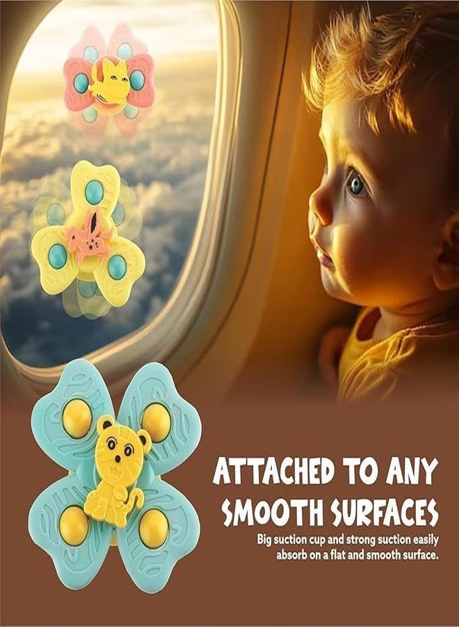 Cable World Baby Spinner Toy for Baby Bath Toys Water Toys for Kids Suction Cup Fidget Spinner Sensory Toddler Infant Flight Travel Toy Stick to Car Window Gift for Kids 3 Pcs (Animal Design) - Image 4
