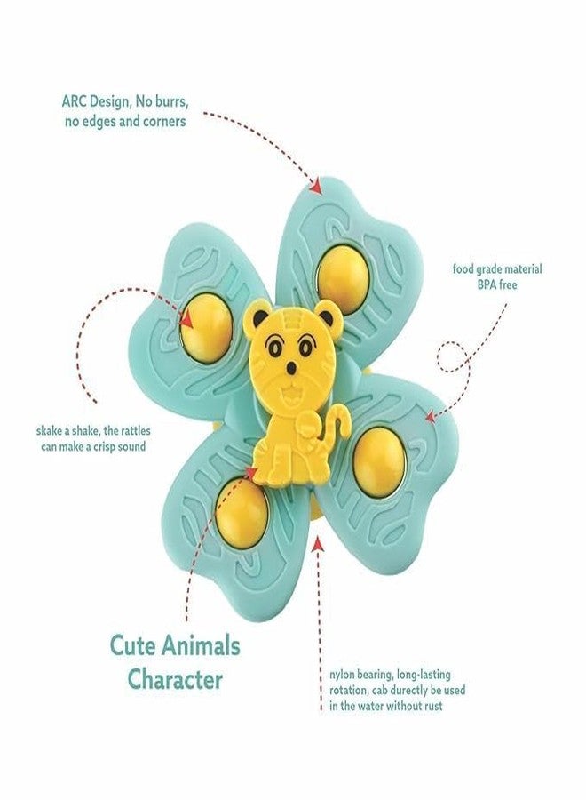 Cable World Baby Spinner Toy for Baby Bath Toys Water Toys for Kids Suction Cup Fidget Spinner Sensory Toddler Infant Flight Travel Toy Stick to Car Window Gift for Kids 3 Pcs (Animal Design) - Image 5