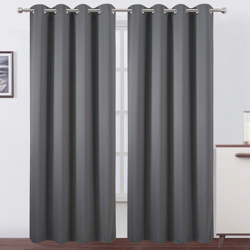 LEMOMO Grey Blackout Curtains52 x 95 InchSet of 2 Panels Thermal Insulated Room Darkening Curtains for Bedroom