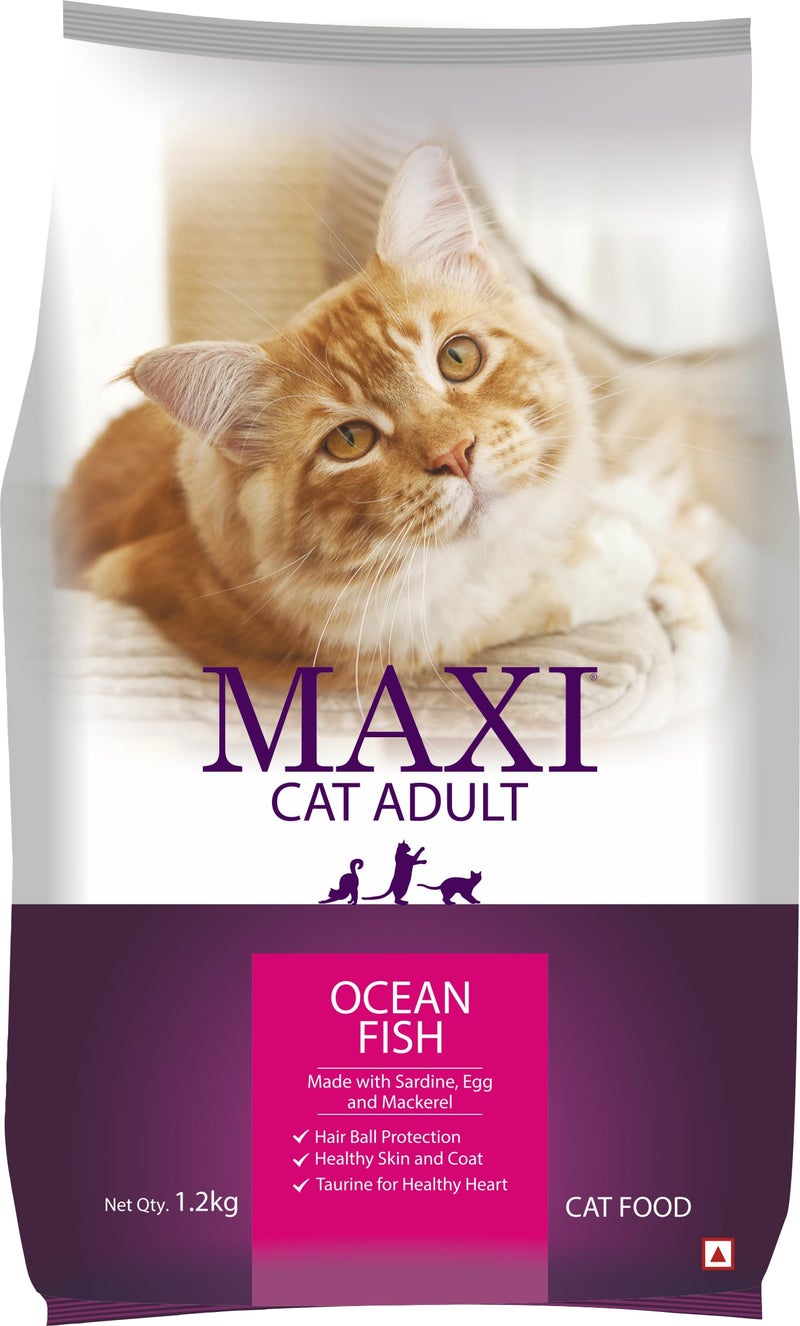 Maxi Ocean Fish Dry Cat Food 1.2kg, Adult - Image 1