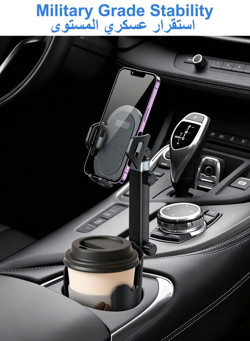 LAIAOCISI 2-in-1 Rotatable Car Cup Holder Phone Mount, 360° Rotation Cell Phone Holder with Manual Pinch Adjust Base Size, Universal Multi-Functional Phone Stand for Car SUV Truck, Fit All Smartphones - Image 3