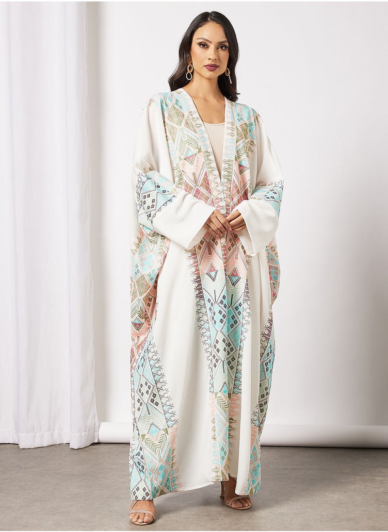 Hayat - Open Bisht Embroidery With Belt - Image 1