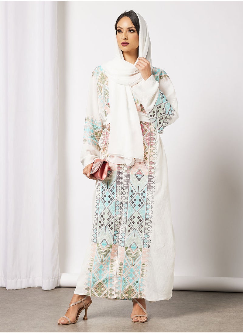 Hayat - Open Bisht Embroidery With Belt - Image 1