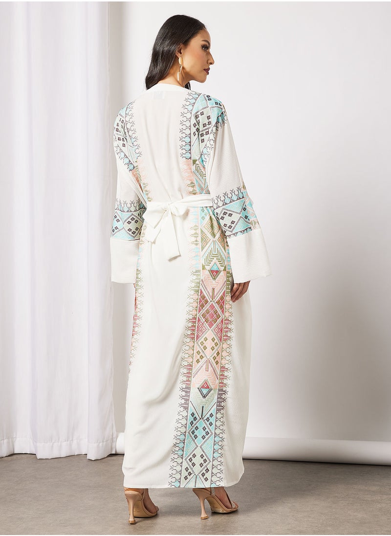 Hayat - Open Bisht Embroidery With Belt - Image 1