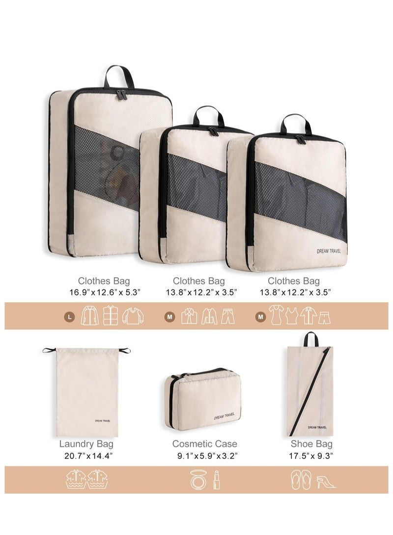 KASTWAVE 6 Set Packing Cubes for Travel, Compression Packing Cubes for Suitcases, Lightweight Travel Luggage Packing Organizers With Toiletry Bag Shoe Bag For Travel Accessories - Image 5