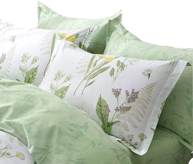 FADFAY Girls Floral Bedding Twin Duvet Cover Set Premium 100 Cotton Green Floral Yellow Daisy Purple Lavender Flowers Bedding Set 3Piece1Duvet Cover 2Pillowcases