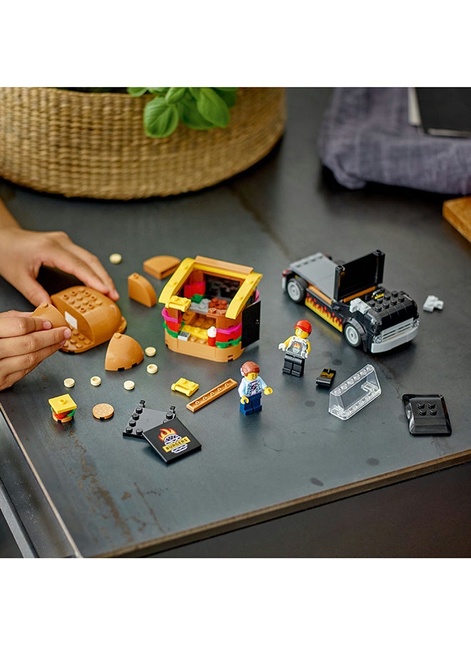 LEGO - City Burger Van, Food Truck Toy for 5 Plus Year Old Boys & Girls, Vehicle Building Toys, Kitchen Playset with Vendor Minifigure and Accessories, Imaginative Play Gifts for kids 60404 (194 pieces) - Image 1