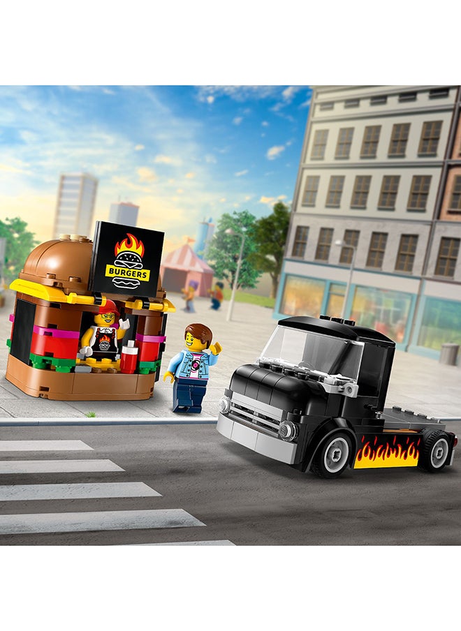 LEGO - City Burger Van, Food Truck Toy for 5 Plus Year Old Boys & Girls, Vehicle Building Toys, Kitchen Playset with Vendor Minifigure and Accessories, Imaginative Play Gifts for kids 60404 (194 pieces) - Image 1