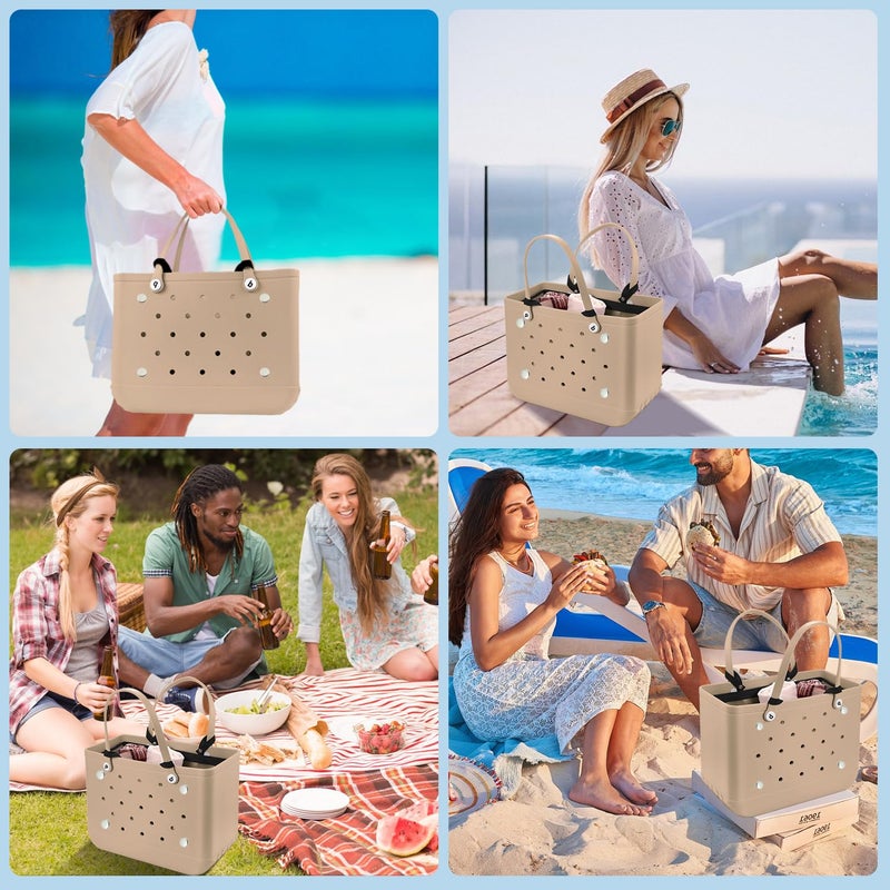 XYFuuee Beach Bag Organizer Inserts for Original Large Bogg Bag Accessories with 8 Removable Metal Fasteners, Lightweight Mesh Insert Divider Pouch, Organizing Rubber Tote, Save Space, Black XL - Image 3