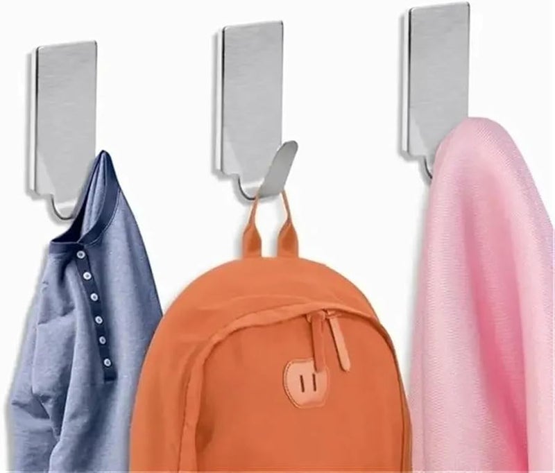 خطافات الحائط اللاصقة ١٢ قطعة من الفولاذ المقاوم للصدأ لتعليق المناشف والروب والقبعات والحقائب والمفاتيح - Image 5