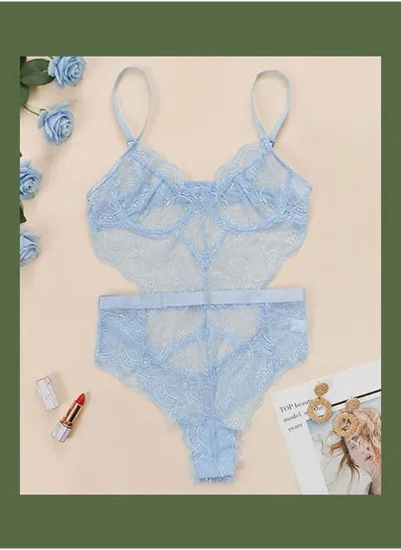 NIBEMINENT - Lace Slim Tunic Jumpsuit Floral Shapewear - Image 1
