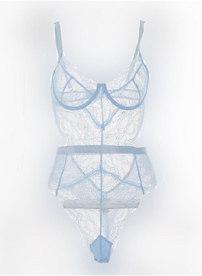 NIBEMINENT - Lace Slim Tunic Jumpsuit Floral Shapewear - Image 1