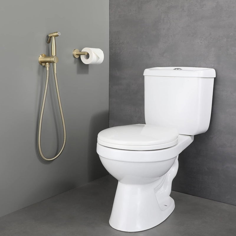 WiPPhs Handheld Bidet Sprayer Brushed Gold Warm Water, Stainless Steel Bidet Hand Held Sprayer for Toilet with Brass Hot and Cold Mixing Valve, WI9138BG - Image 3
