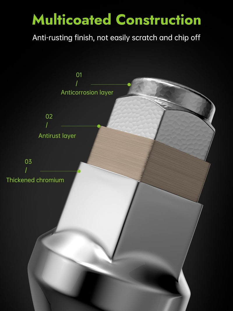 AUTOPTIM M12x1.25 Lug Nuts - Replacement for 2002-2022/2024 Nissan Altima, 1988-2023 Maxima, 2012-2024 Pathfinder, 2008-2023 Rogue, 2006-2024 Sentra Aftermarket Wheel - 20pc Chrome Closed End Lug Nuts - Image 4