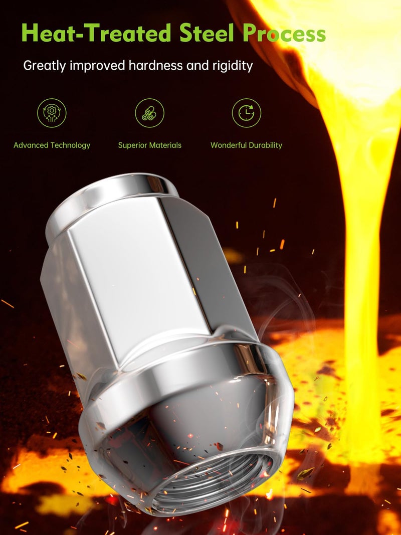 AUTOPTIM M12x1.25 Lug Nuts - Replacement for 2002-2022/2024 Nissan Altima, 1988-2023 Maxima, 2012-2024 Pathfinder, 2008-2023 Rogue, 2006-2024 Sentra Aftermarket Wheel - 20pc Chrome Closed End Lug Nuts - Image 5