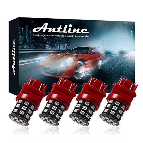 Antline 3157 3156 3057 4157 3056 LED Bulbs Brilliant Red, 12-24V Super Bright 600 Lumens Replacement for Backup Reverse Lights, Tail Brake Lights, Turn Signal Lights (Pack of 4) - Image 1