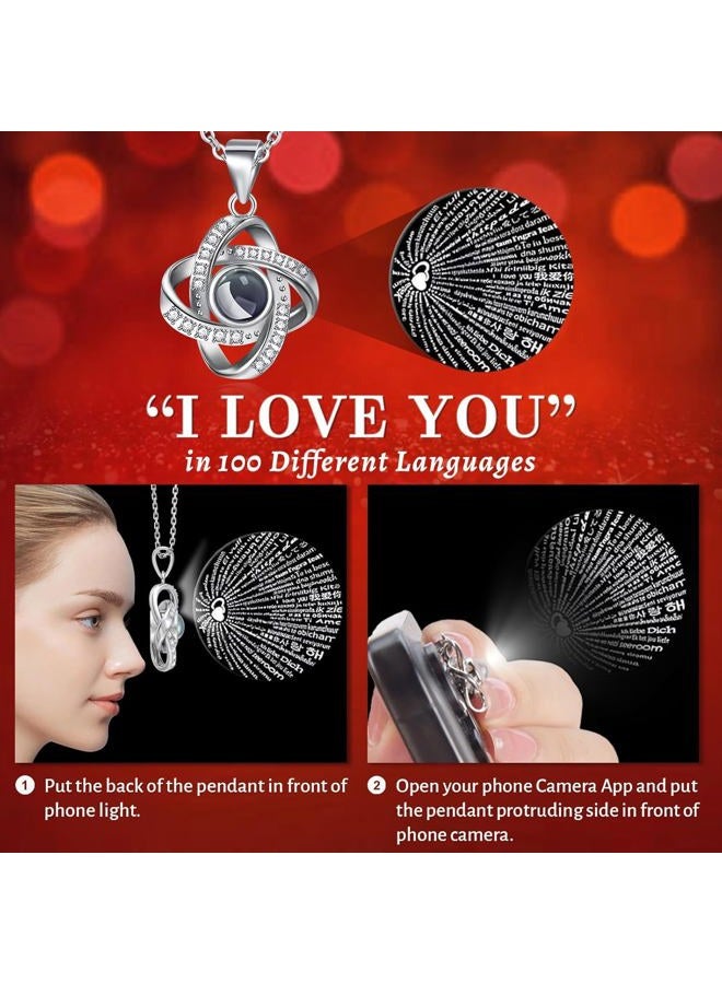 Gnifot Preserved Real Pink Roses & I Love You100 Languages Projection Necklace Gift Box – Romantic Eternal Flower Set for Her, Home Decor, Office, Anniversary, Birthday, Valentine's, Mother's Day,Christmas - Image 4