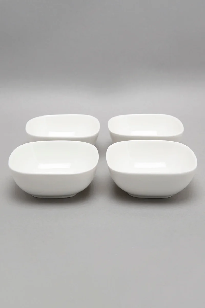 Redtag White Porcelain Square Bowl (4 Piece Set)
