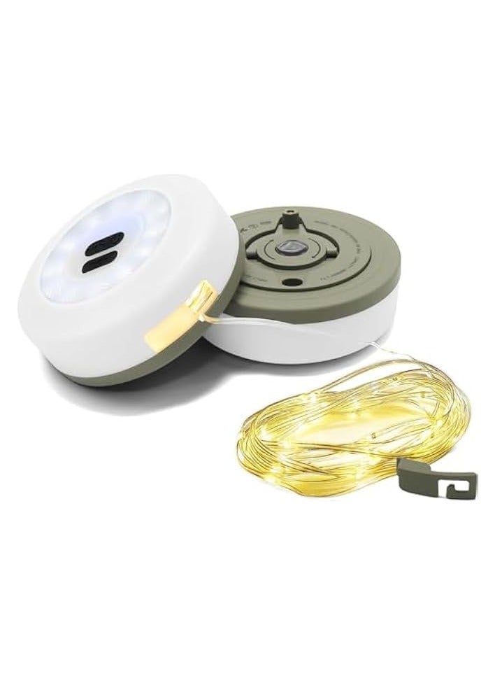 erorex Camping String Lights, Camping Lights, 12 Modes 32.8Ft Hanging Light 30s Quick Roll Up String Lights Portable Rechargeable Flashlight Waterproof Camping Lantern for Camping, Party Festival Decor - Image 1