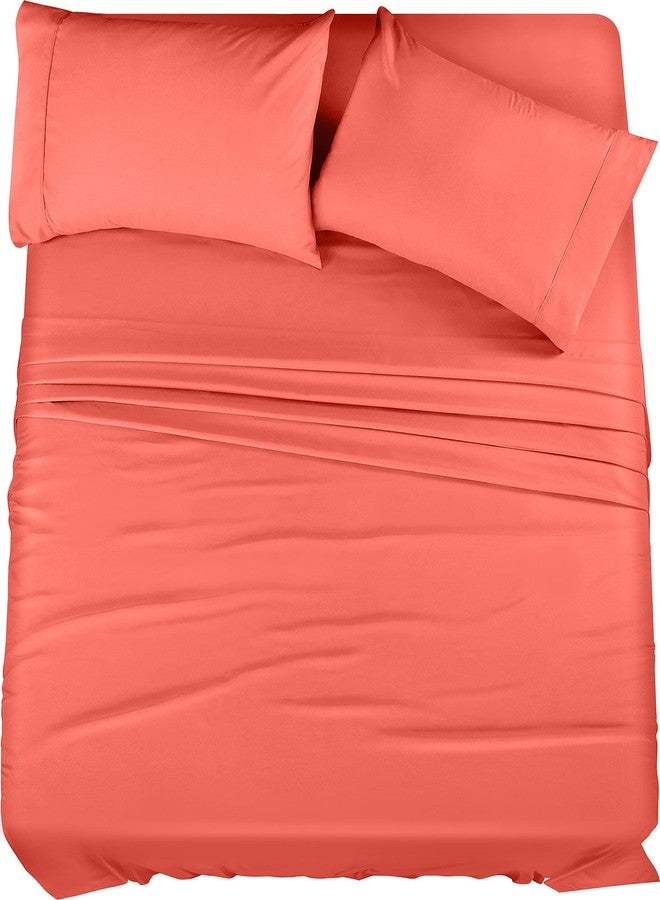 Utopia Bedding King Sheet Set - 4 Piece Bed Sheets for King Size Bed, Soft and Breathable Microfiber, Includes 1 Fitted Sheet, 1 Flat Sheet and 2 Pillowcases (Coral) - Image 1