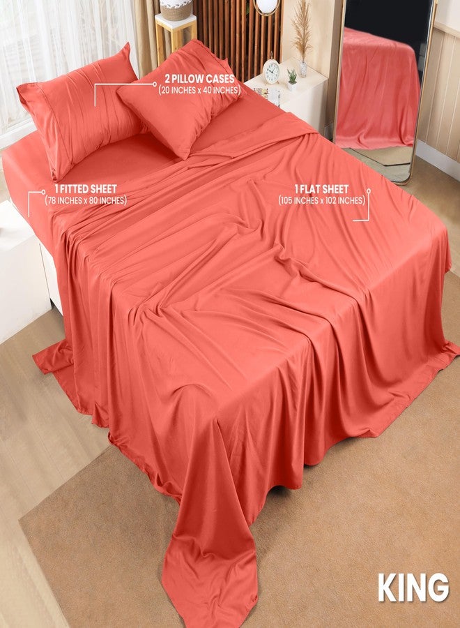 Utopia Bedding King Sheet Set - 4 Piece Bed Sheets for King Size Bed, Soft and Breathable Microfiber, Includes 1 Fitted Sheet, 1 Flat Sheet and 2 Pillowcases (Coral) - Image 2