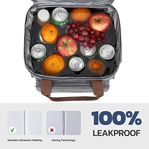 Maelstrom 23L Insulated Lunch Box For Men Women,Expandable Double Deck Lunch Cooler Bag,Lightweight Leakproof Tote Bag With Side Tissue Pocket,Gray - Image 4