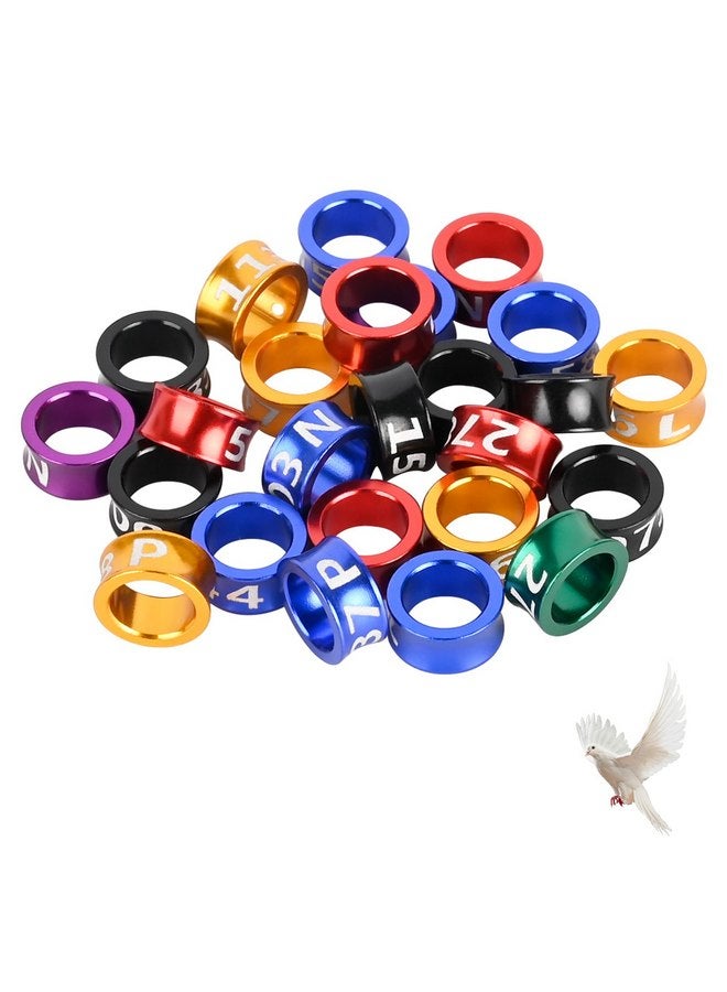 STPCTOU Bird Rings, Bird Bands, Bird Leg Rings, Multicolor Aluminum Pigeon Leg Rings, Identification Pigeon Training Rings Hibiscus Birds, Parrots, Peonies, Pigeons, Mixed Colors 50 Per Pack - Image 1