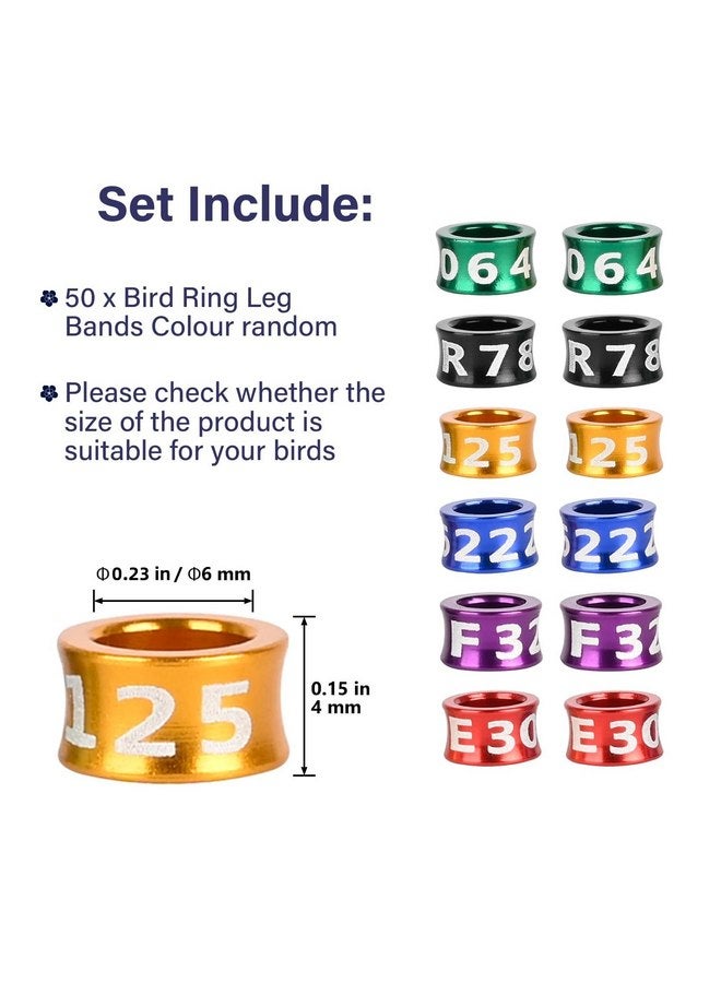 STPCTOU Bird Rings, Bird Bands, Bird Leg Rings, Multicolor Aluminum Pigeon Leg Rings, Identification Pigeon Training Rings Hibiscus Birds, Parrots, Peonies, Pigeons, Mixed Colors 50 Per Pack - Image 2